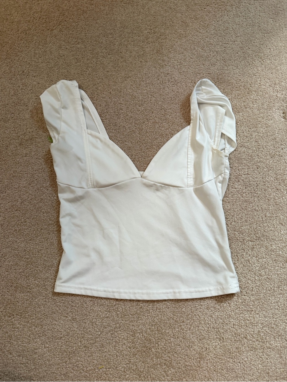 White V-Neck Sleeveless Crop Top